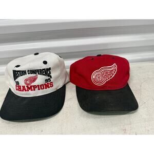 2X Vtg Detroit Red Wings Snapback hat cap rare 90s NHL Hockey Stanley Cup Logo 7